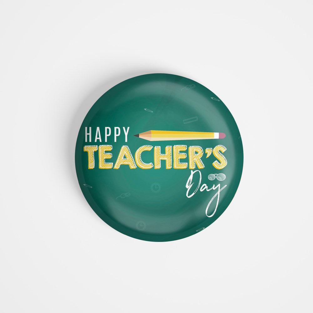 dhcrafts Round Fridge Magnet Green Teacher's Day D1 Glossy Finish Design Pack of 1 (58 mm)